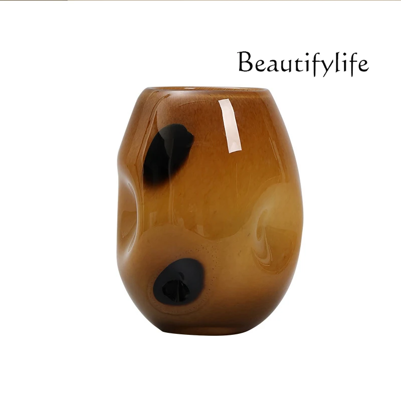 Glass Vase Nordic - Si Nordic Kreative Braun-Schwarz Gepunktete Glasvase