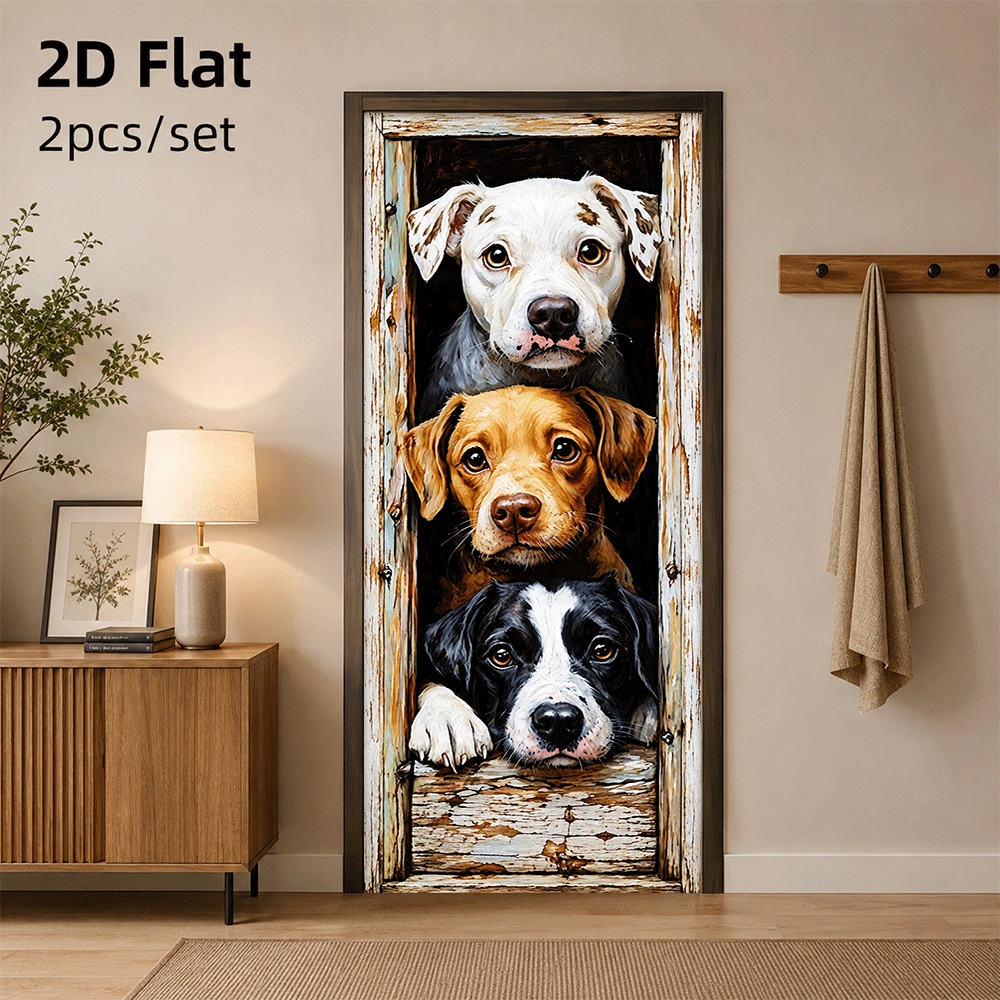 Home Decor Express - 1 Stück mit drei niedlichen Hundetüraufklebern