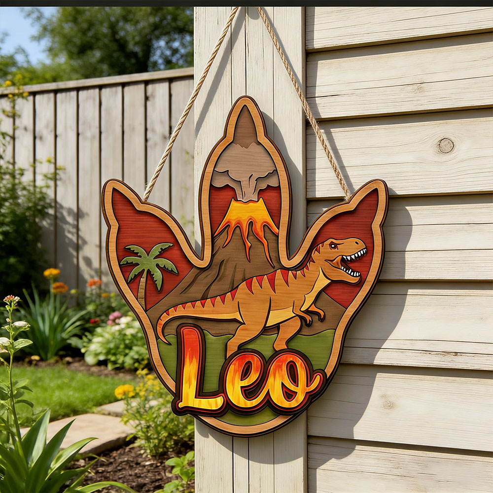 Home Decor Names - Personalisierte 3D T-Rex Dinosaurier Namensschild aus