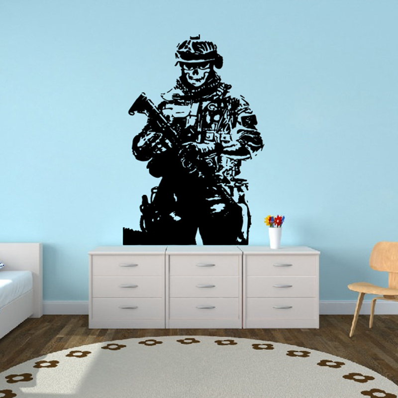 Home Decor Y2K - Solider Sniper Schädel Krieg Wandaufkleber Spielzimmer