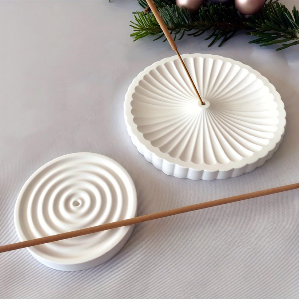 Home Decor Humacao - 2er-Set runde Räucherstäbchenhalter-Silikonformen: Einsatzplatte, Gipsstangenhalter, Deko-Aromatherapie-Tablett,