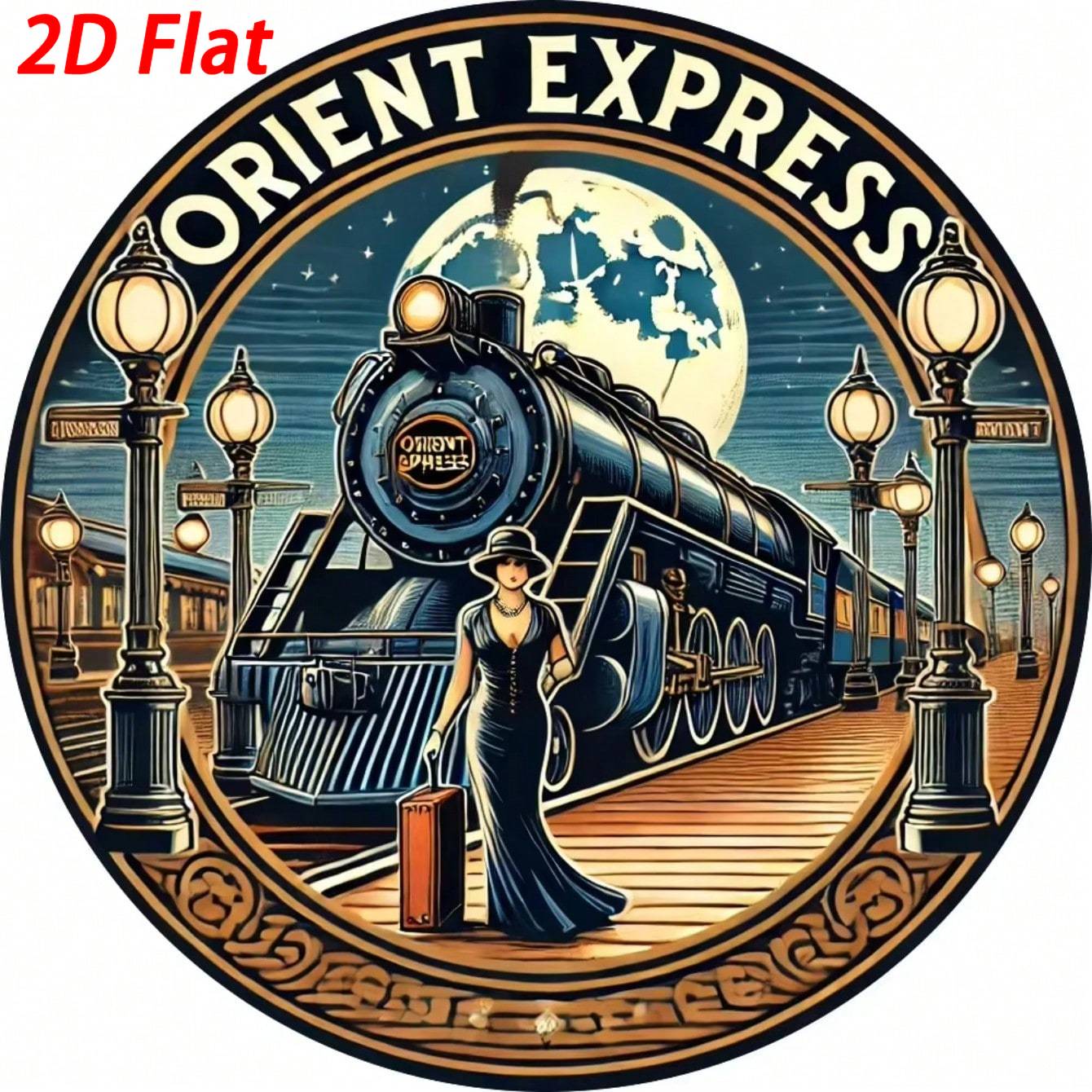 Home Decor Express - 2026 2D Flaches Holzschild „Orient Express“,