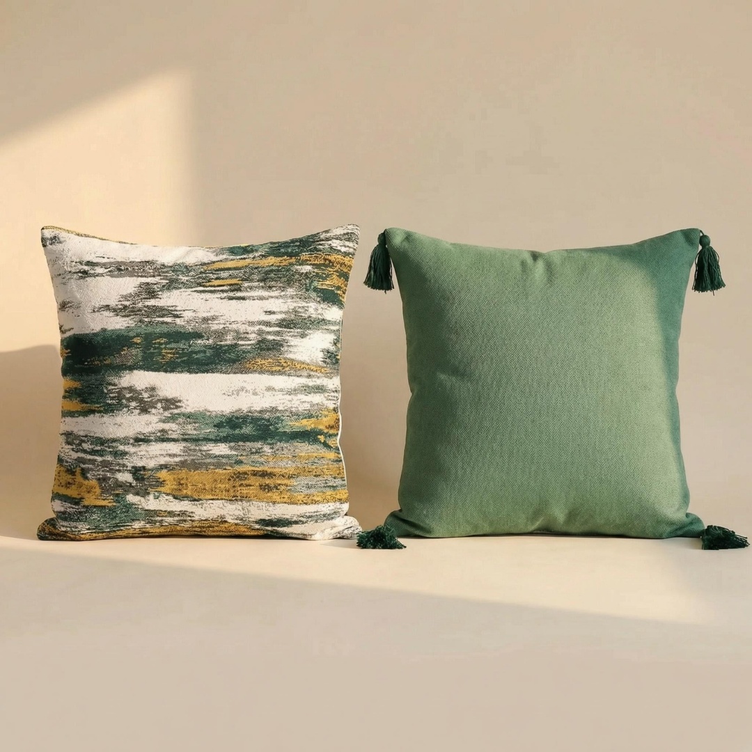 Yarn Home Decor - Nordisches Textur-Kissen aus garngefärbtem abstraktem Jacquard-Baumwoll-