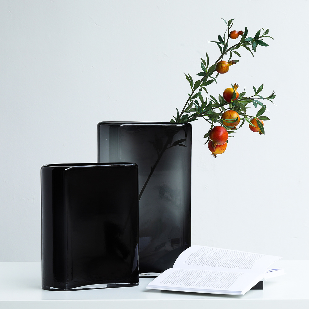 Glass Vase Nordic - Erweiterte italienische minimalistische unregelmäßige große flache
