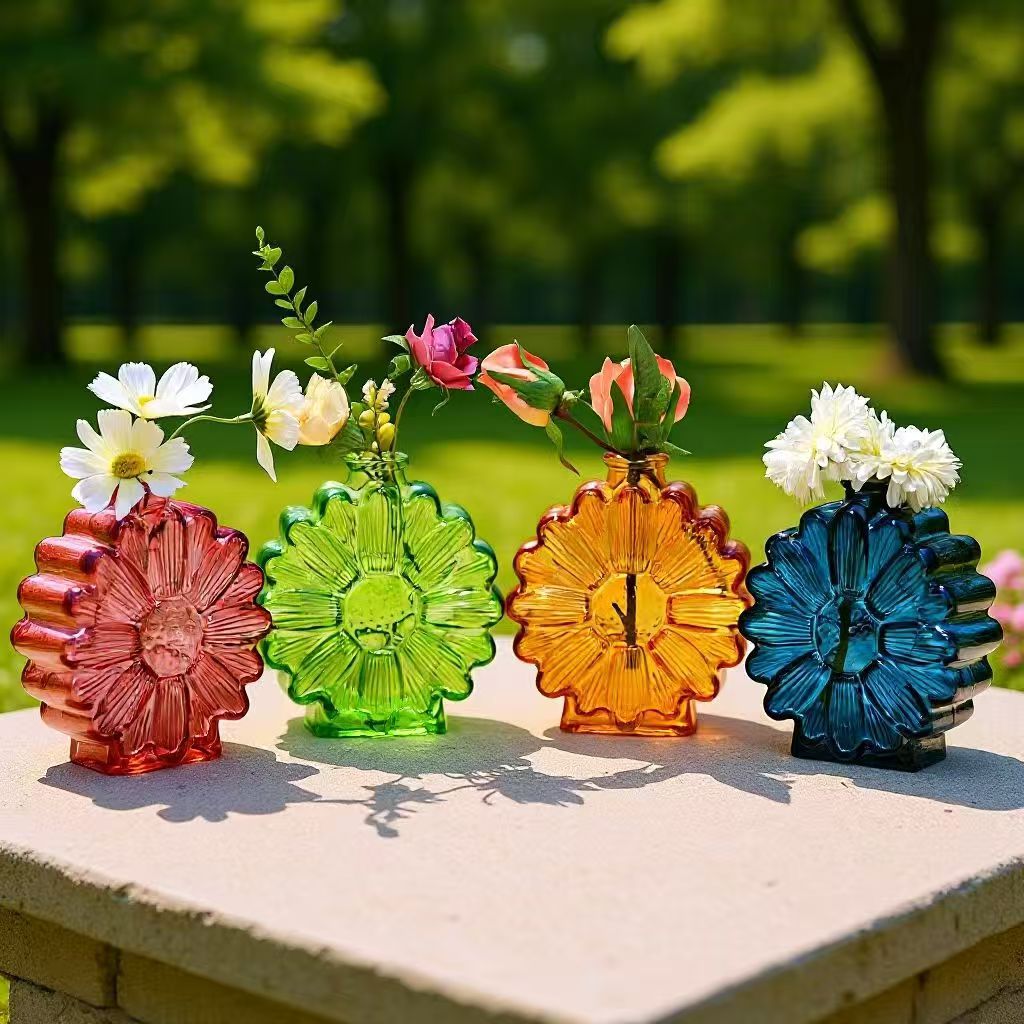 Glass Vase Nordic - Einfache Buntglas-Vase Hydroponische Blumenarrangements Blumenglasvase Nordische